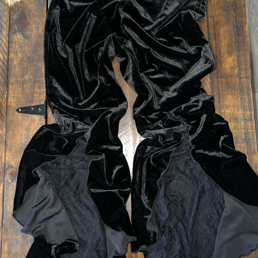 SHEIN Black Velvet Wide Leg Pants